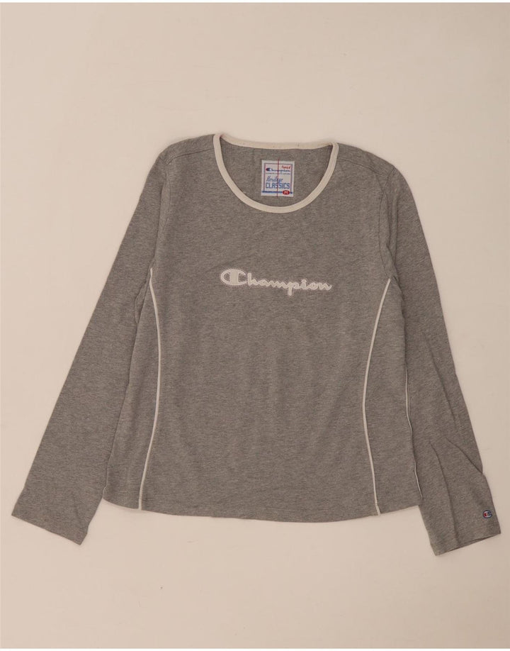 Champion Womens Heritage Classics Grafisk Top Langærmet UK 14 Mellemgrå