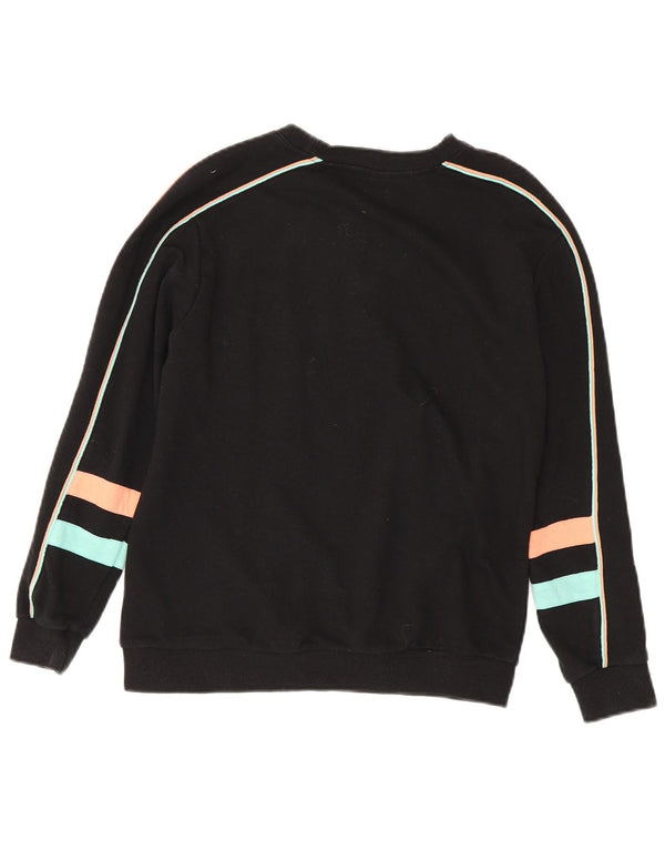 Fila Dame Grafisk Sweatshirt Jumper UK 8 Lille sort bomuld