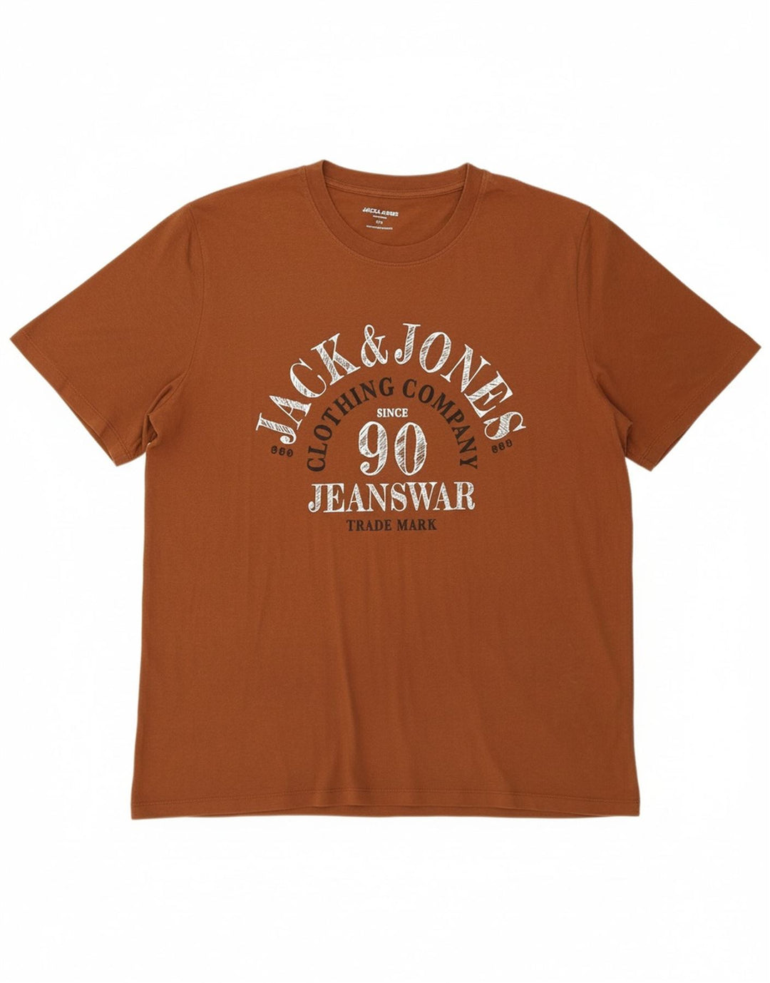 JACK & JONES Mens Graphic T-Shirt Top 2XL Brown Cotton