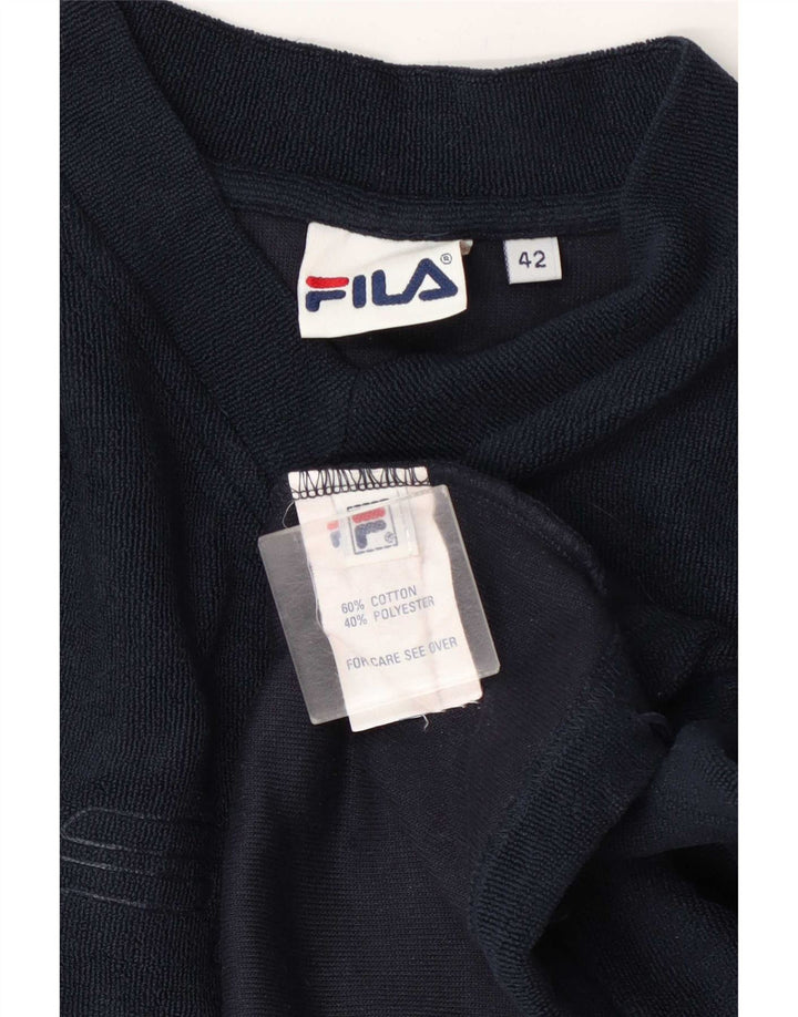 Fila Dame Grafisk Sweatshirt Jumper IT 42 Medium Navyblå Bomuld