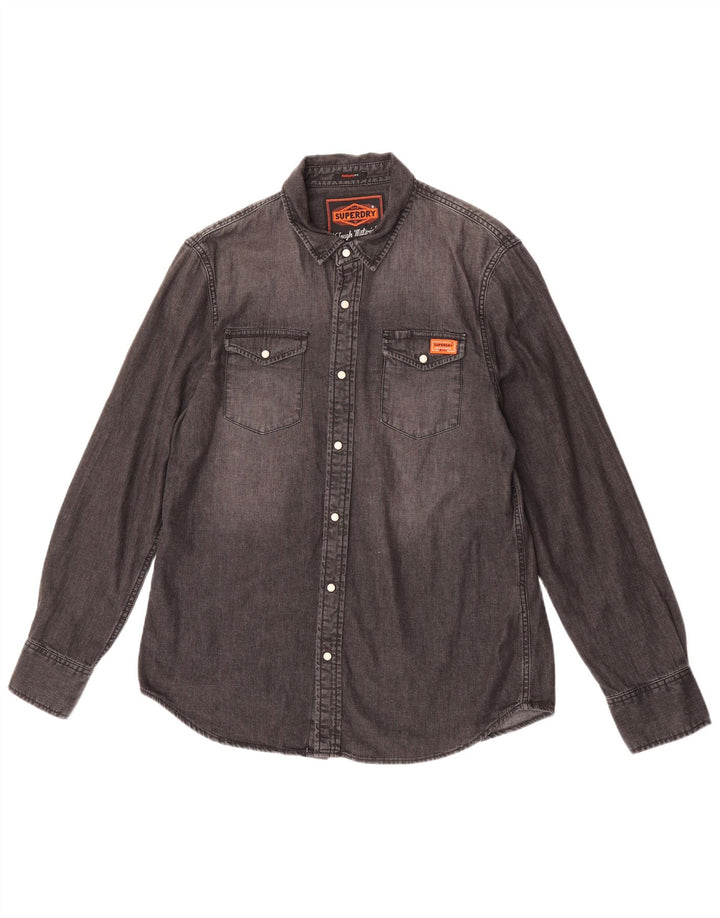 Superdry denimskjorte til mænd XL grå bomuld