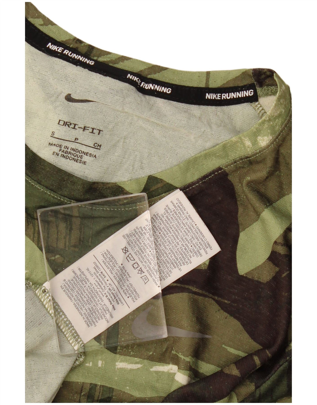 Nike Herre Dri Fit T-Shirt Top Lille Khaki Geometrisk Polyester