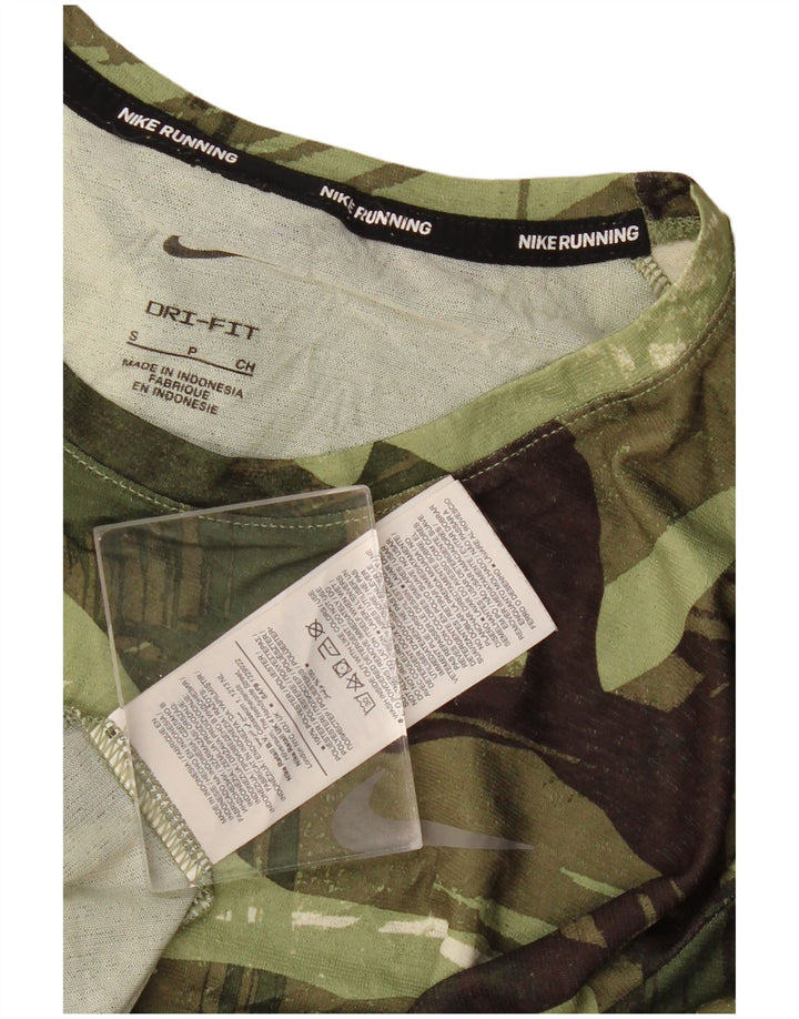 Nike Herre Dri Fit T-Shirt Top Lille Khaki Geometrisk Polyester