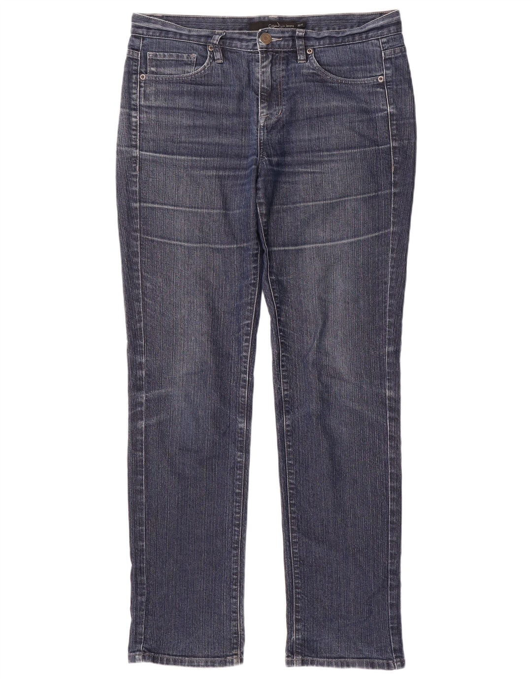 Calvin Klein Dame Straight Jeans US 10 Medium W30 L32 Marineblå Bomuld