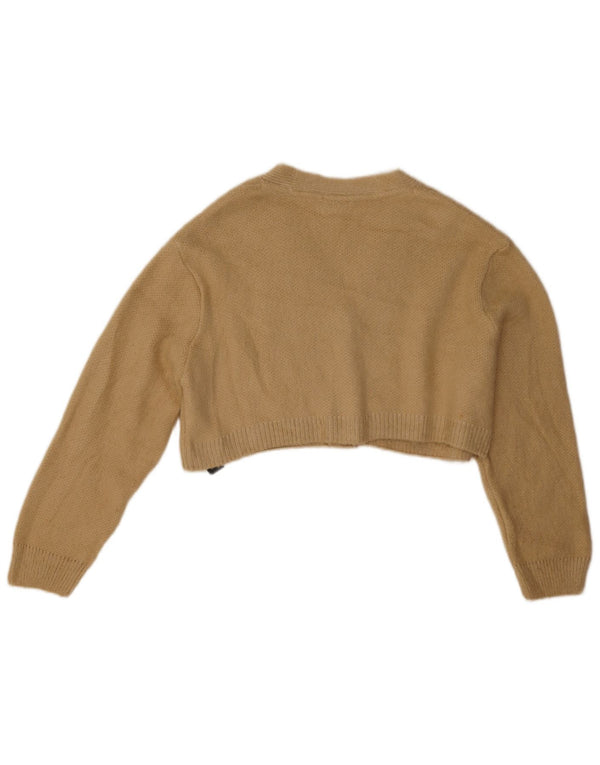 Topshop Womens Crop Oversized cardigan sweater UK 10 Small Beige Acryl