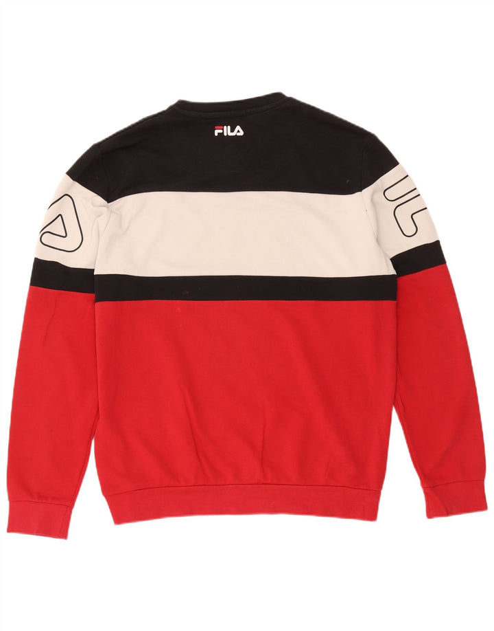 Fila Herre Grafisk Sweatshirt Jumper Stor Rød Colourblock Bomuld