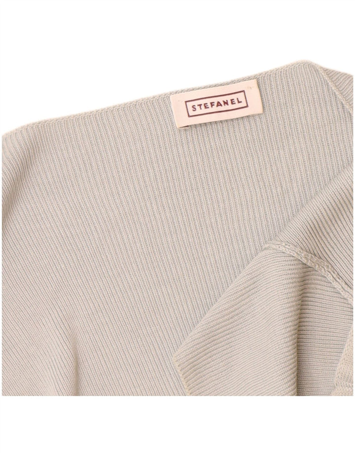 STEFANEL Womens Crop Short Sleeve Cardigan Sweater UK 14 Medium Blue Rayon