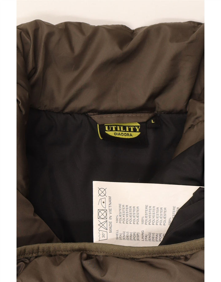DIADORA Mens Padded Gilet UK 40 Large Brown Polyester