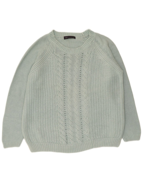 Marks & Spencer Dame Boat Neck Jumper Sweater UK 14 Stor grøn bomuld