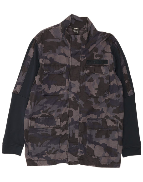 Nike Herre Grafisk Utility Jakke UK 42 XL Navy Blue Camouflage Bomuld