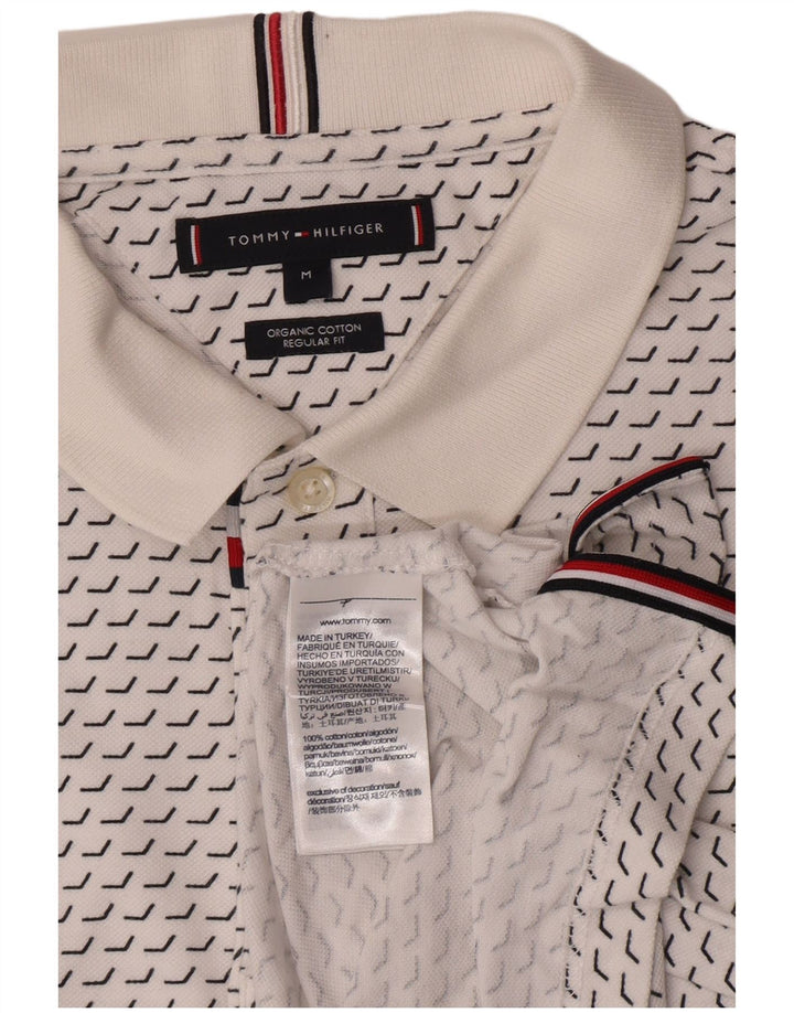 Tommy Hilfiger Herre Regular Fit Polo Shirt Medium Hvid Geometrisk Bomuld