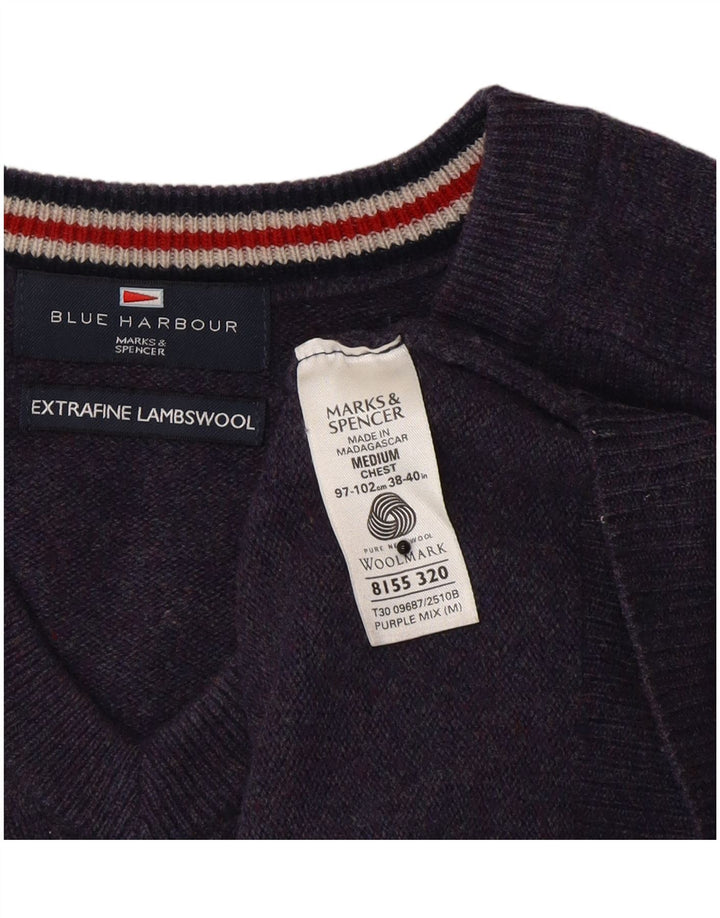 Marks & Spencer Herre Blue Harbor V-hals sweater Medium Lilla