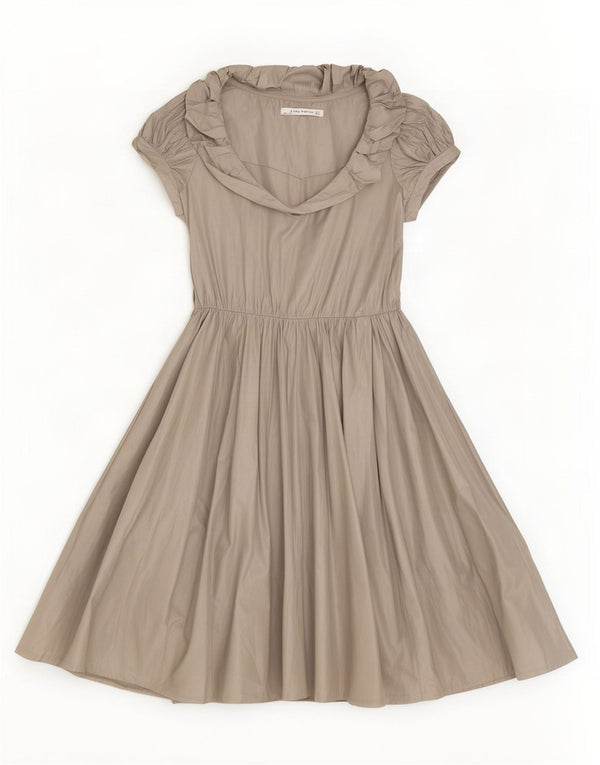 Zara Dame A-Line Kjole UK 12 Medium Grå Polyester