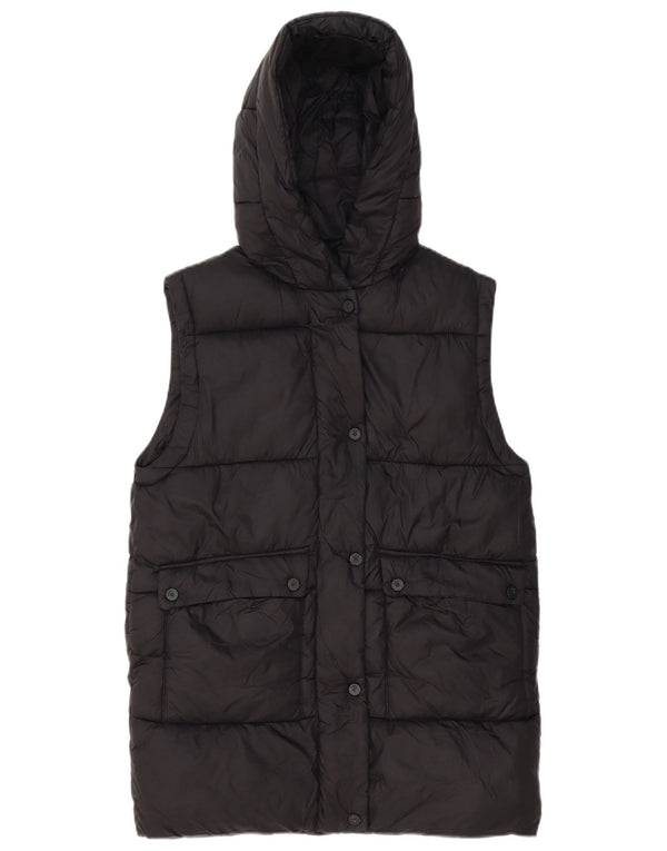 Zara Girls Longline hættepolstret Gilet 11-12 år sort polyamid