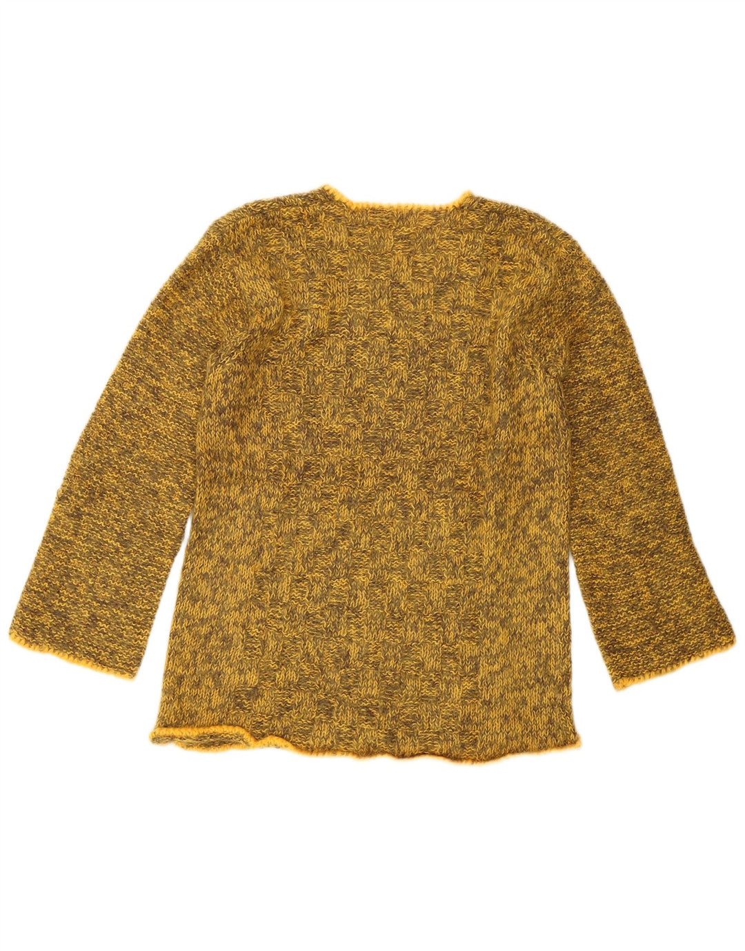 Vintage Dame Boat Neck Jumper Sweater UK 10 Small Yellow Flecked