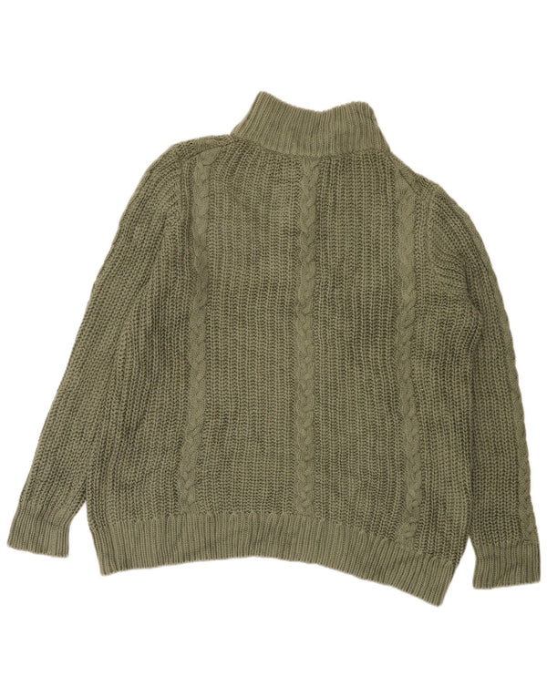 L.L.Bean Dame Loose Fit Zip Neck sweater UK 18 XL Khaki Bomuld
