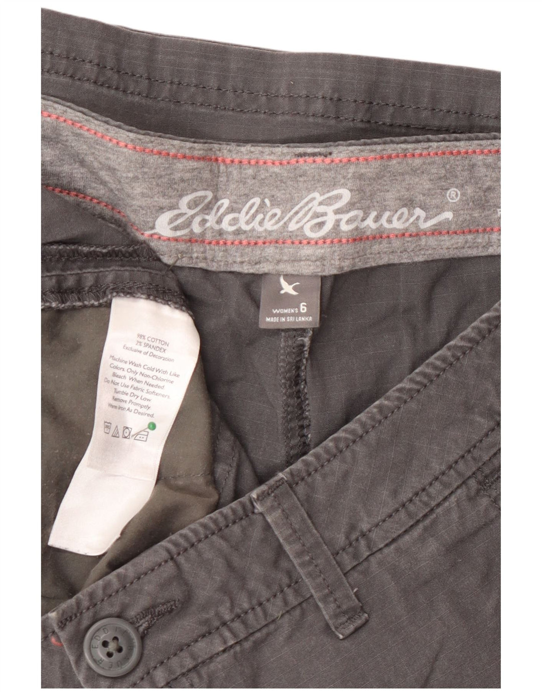 Eddie Bauer Dame Slightly Curvy Cargo Shorts US 6 Medium W30 Grå Bomuld