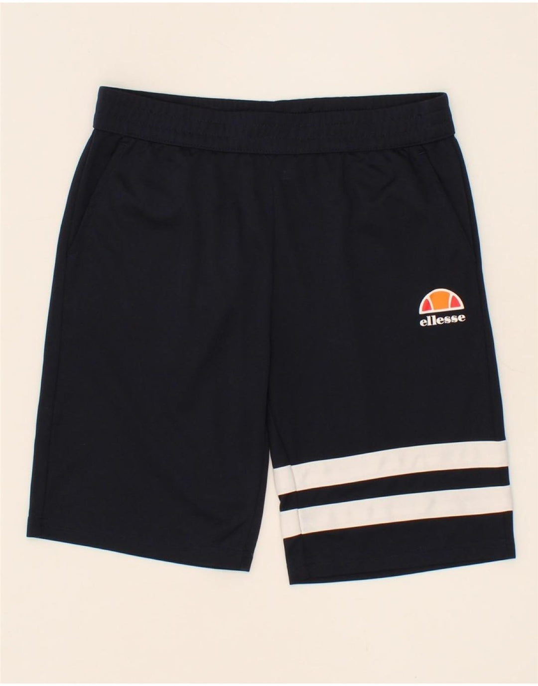 ELLESSE Boys Sport Shorts 11-12 Years Navy Blue Striped Vintage Ellesse and Second-Hand Ellesse from Messina Hembry 