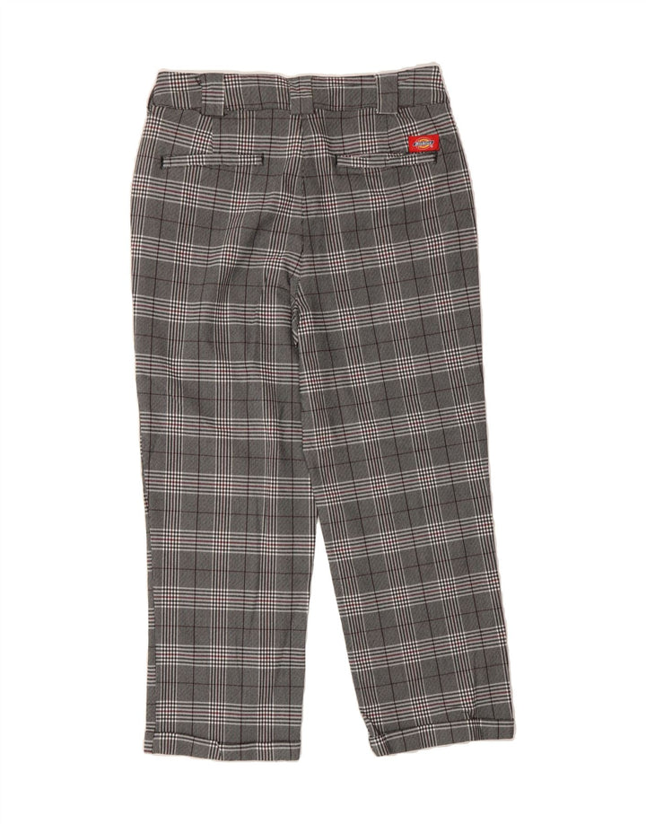 DICKIES Womens Straight Cropped Trousers US 9 Large W34 L24 Grey Check Vintage Dickies and Second-Hand Dickies from Messina Hembry 
