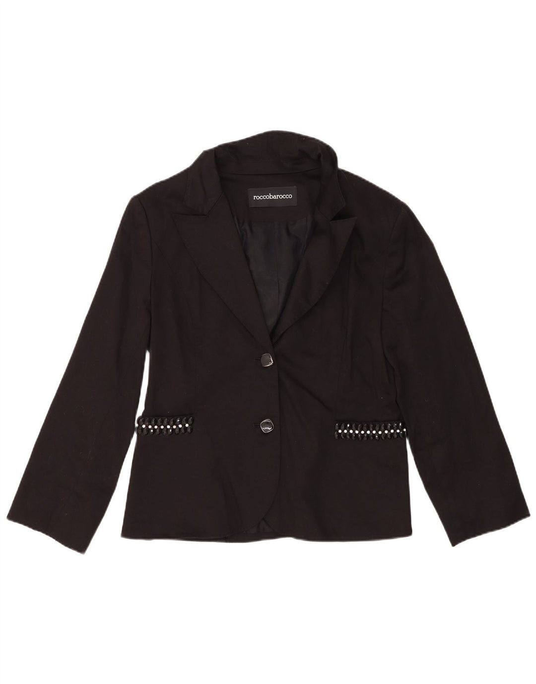 Roccobarocco Dame 2 Button Blazer Jacket IT 50 XL Sort Bomuld