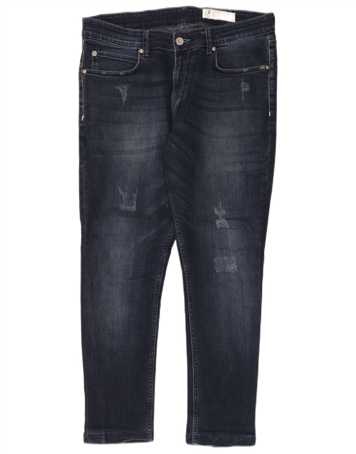 French Connection Herre Distressed Slim Jeans W36 L28 Marineblå Bomuld