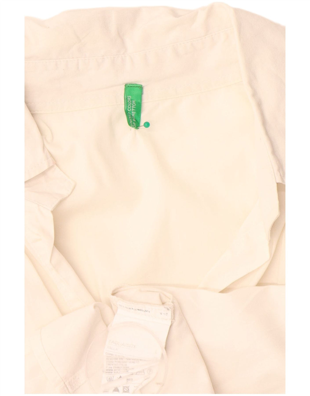 Benetton Dame Pullover Shirt UK 16 Large Off White Bomuld