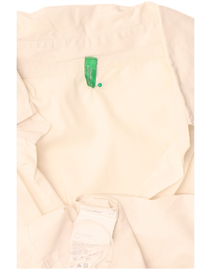 Benetton Dame Pullover Shirt UK 16 Large Off White Bomuld
