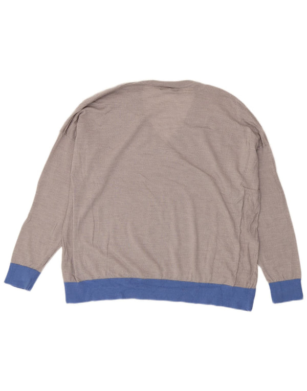 Marks & Spencer Dame V-hals sweater UK 18 XL Grå Colourblock