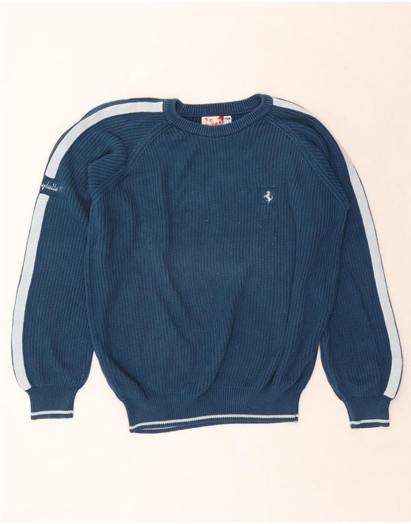 Fila Herre Ferrari Boat Neck Jumper Sweater XL Blå Colourblock Bomuld