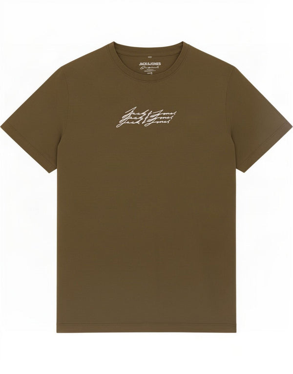 Jack & Jones Mens Graphic T-Shirt Top Small Khaki Cotton