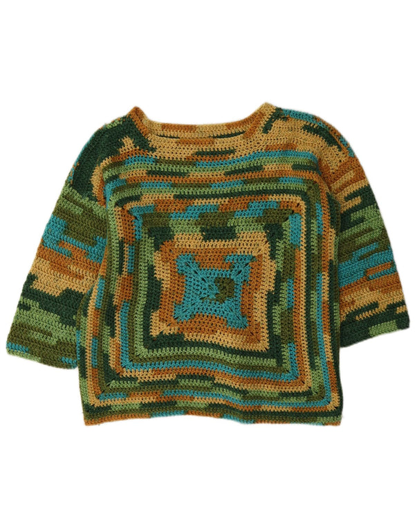Vintage Dame Boat Neck Jumper Sweater UK 14 Medium Flerfarvet