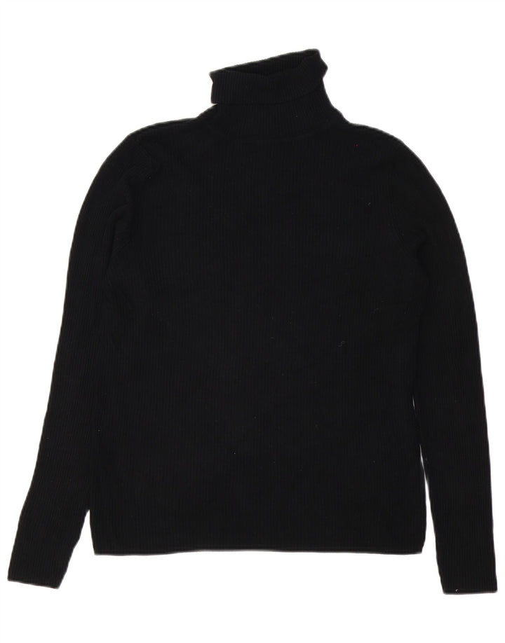 Marks & Spencer Dame Rullehals sweater UK 14 Medium Black Viscose