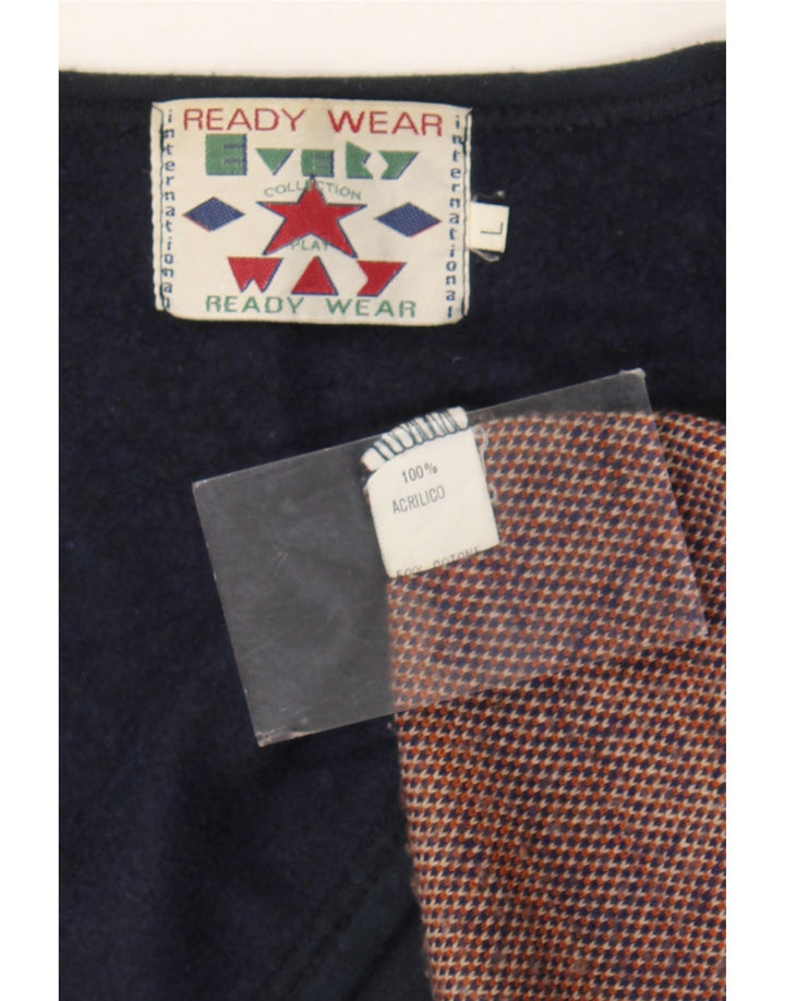 Vintage strik vest for mænd Stor flerfarvet geometrisk akryl Aztec