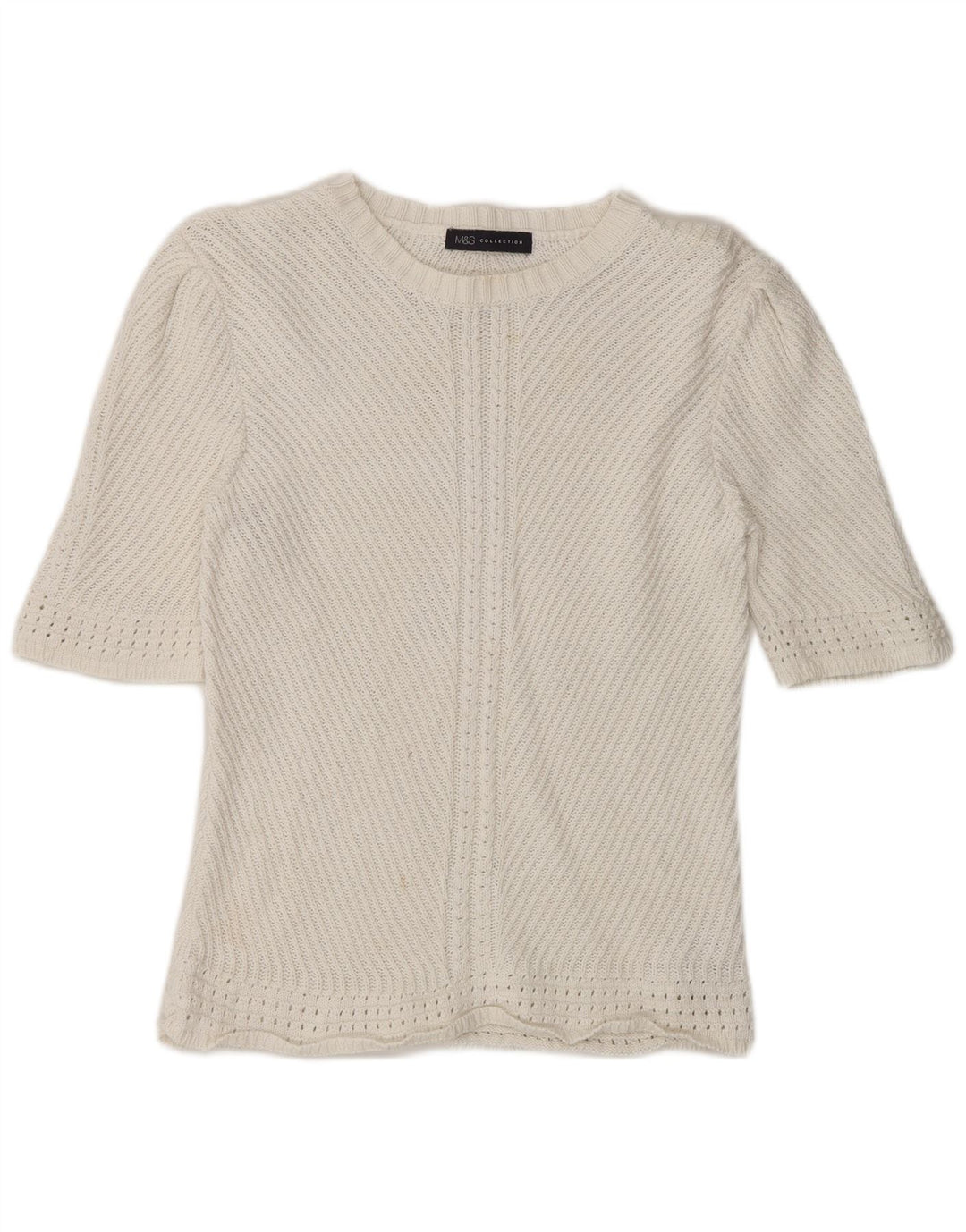 Marks & Spencer Dame Boat Neck Jumper Sweater UK 14 Medium Off White