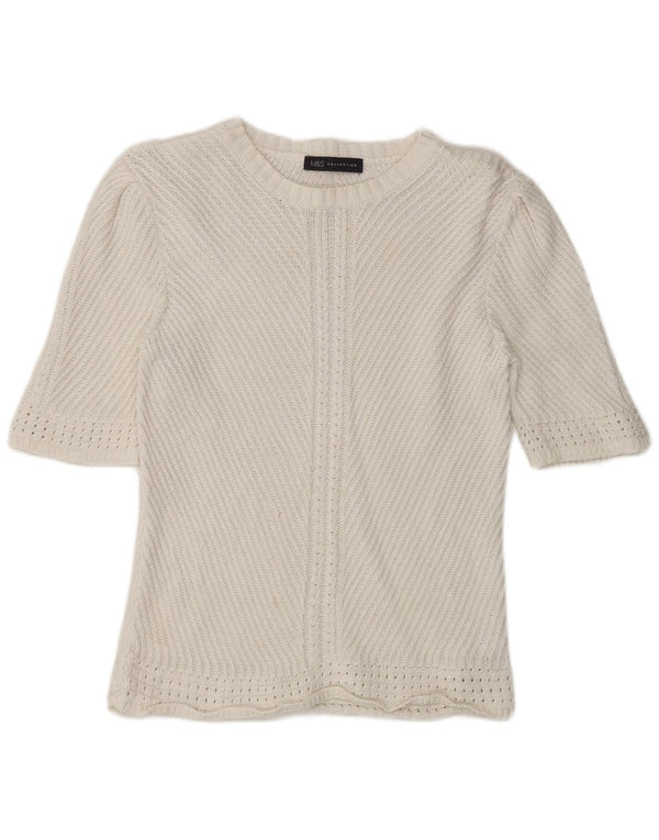 Marks & Spencer Dame Boat Neck Jumper Sweater UK 14 Medium Off White