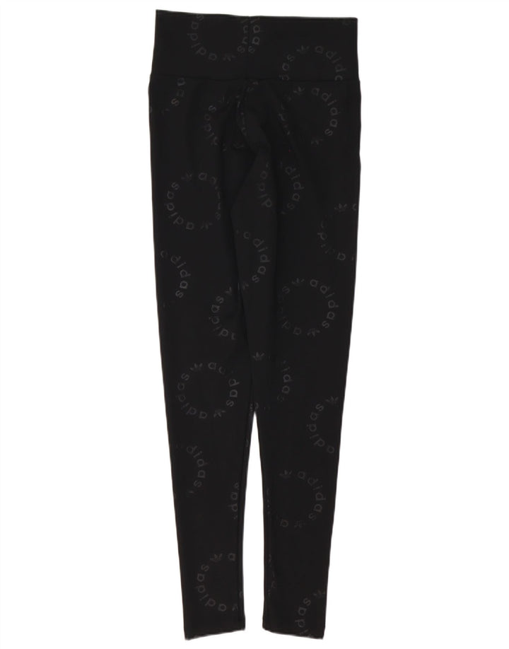 Adidas Graphic Leggings til kvinder UK 10 Small Black Polyester