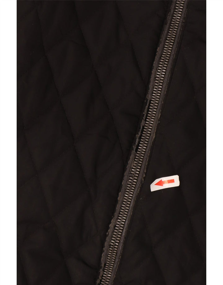 Zara Herre Hætte quiltet jakke UK 36 Lille sort polyester