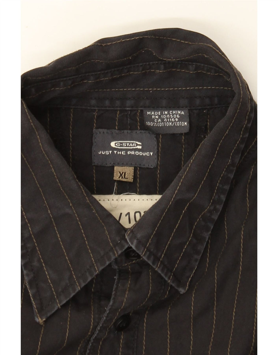 G-Star Herre grafisk kortærmet skjorte XL sort nålestribet bomuld