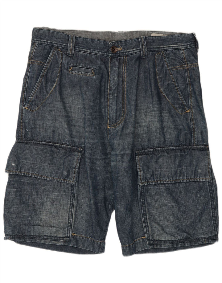 Gas Herre Cargo Denim Shorts W33 Medium Blue Cotton