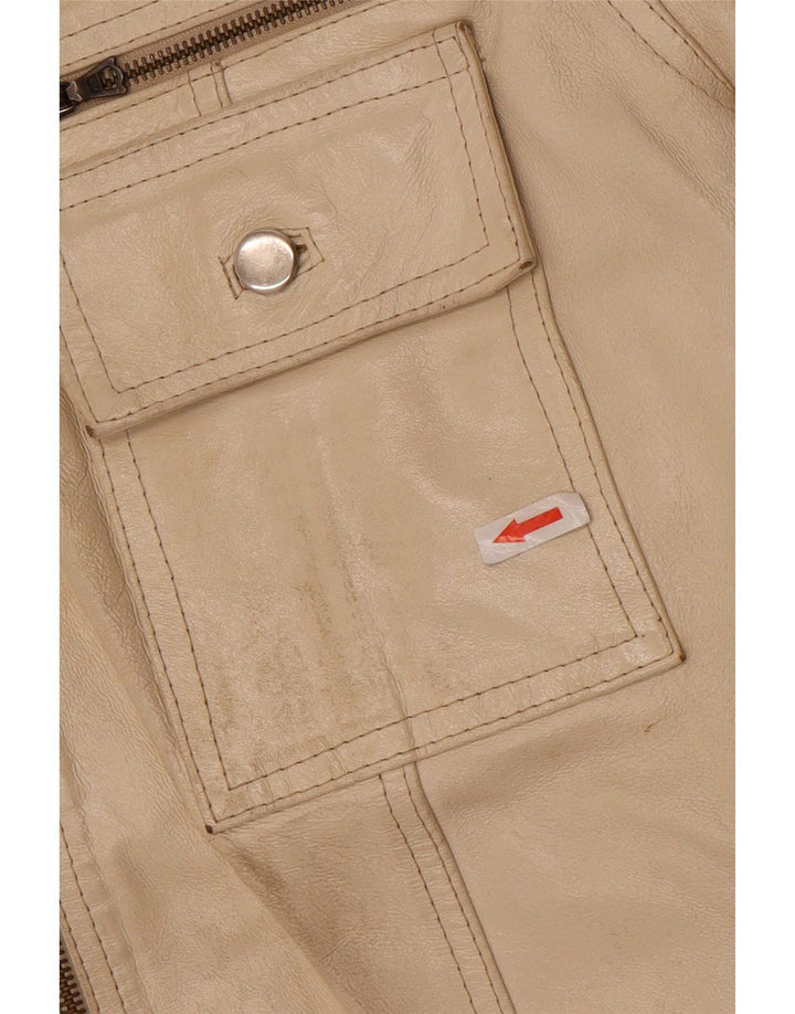 Pinko Dame Læderjakke IT 42 Medium Beige