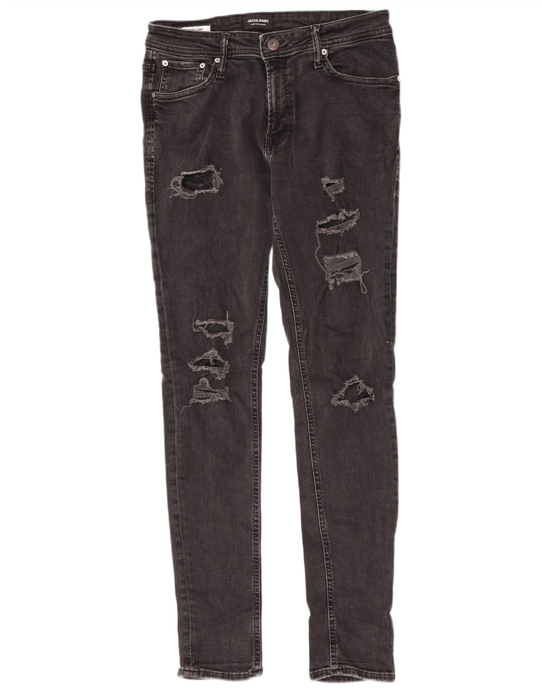 Jack & Jones Herre Liam Distressed Skinny Jeans W32 L32 Grå Bomuld