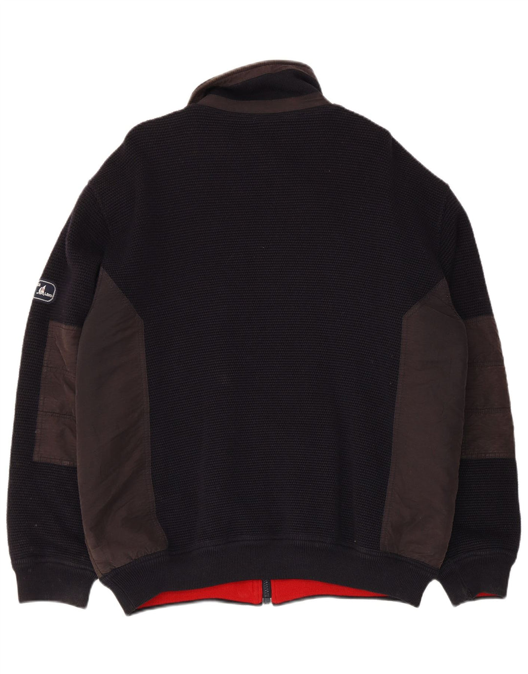 Vintage strik bomberjakke til mænd IT 52 XL Marineblå Colourblock Viscose