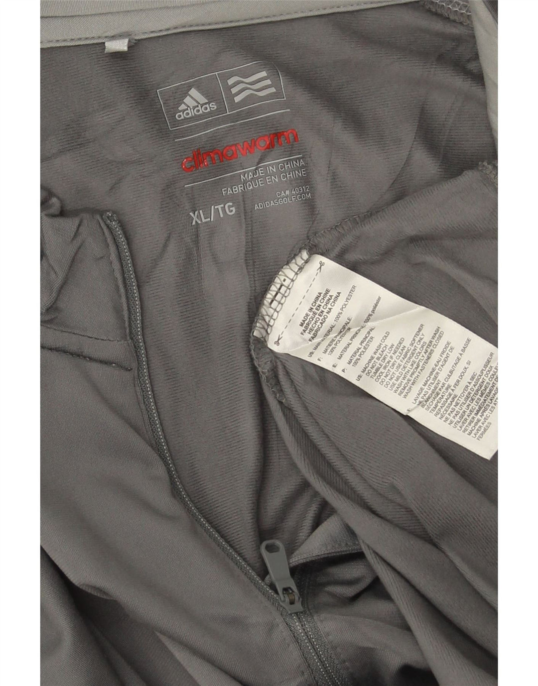 Adidas Herre Climawarm Grafisk Zip Neck Pullover Træningsdragt Top XL Grå