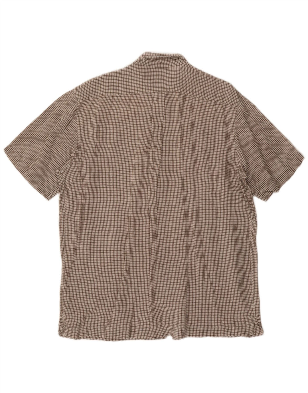 EDDIE BAUER Høj kortærmet skjorte til mænd Stor brun ternet hør