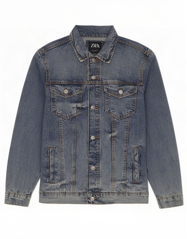 Zara Herre denimjakke UK 36 Small Blue Cotton
