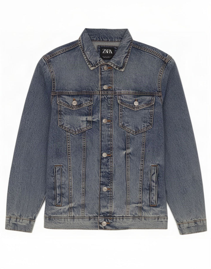 Zara Herre denimjakke UK 36 Small Blue Cotton