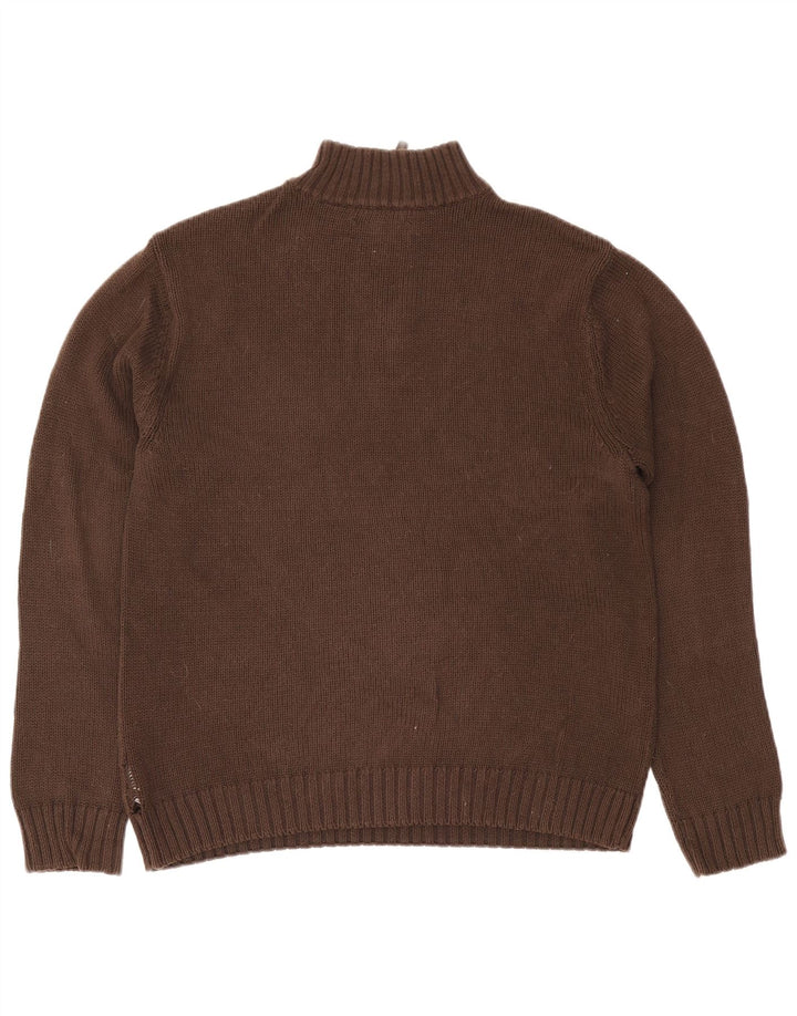Chaps Herre Zip Neck Jumper Sweater Medium Brun Bomuld