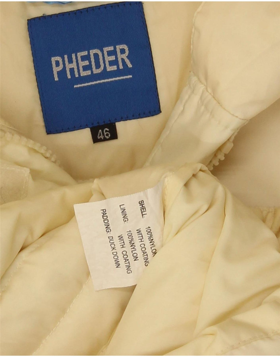 Pheder Dame Hætte Polstret Frakke IT 46 Stor Gul Nylon