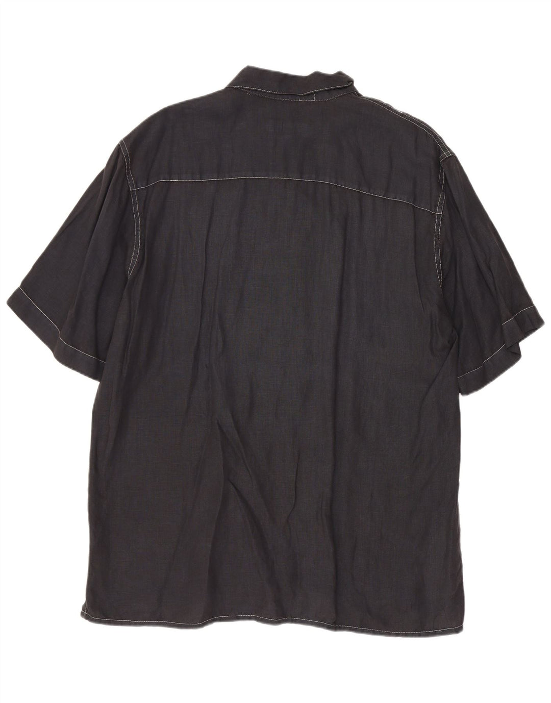 Cerruti Kortærmet Herreskjorte Stor Navy Blue Flax