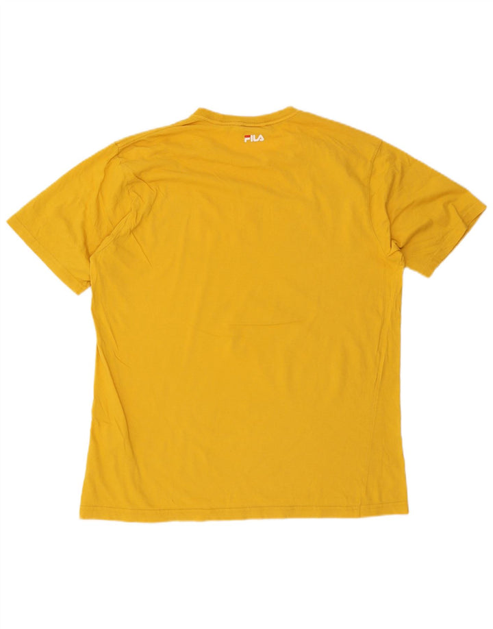 Fila Herre Grafisk T-Shirt Top Stor Gul Bomuld